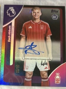Zach Abbott 03/10 Autograph Topps 2026 Premier League Football Nottingham forest for sale on Ebay