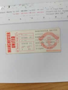TICKET MANCHESTER UNITED v BURNLEY 3/4/74 for sale on Ebay