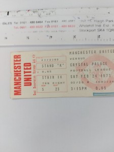 TICKET MANCHESTER UNITED v CRYSTAL PALACE 24/2/74 for sale on Ebay