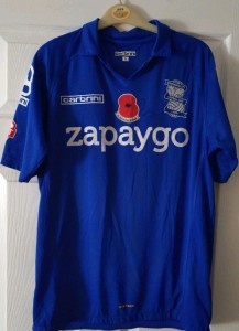 Birmingham City Match Worn Callum Reilly Poppy Shirt Remembrance Day 100 Years  for sale on Ebay