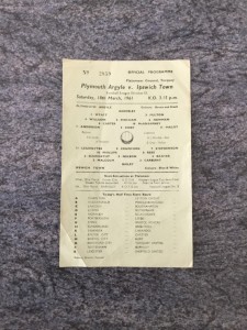 RARE 60/1 (at Torquay) Plymouth Argyle v Ipswich Town 18/3/1961 Div Two Winners for sale on Ebay