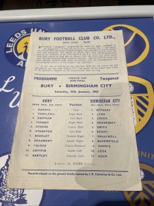 Bury V Birmingham City League Cup Semi Final 1963 Single Sheet for sale on Ebay