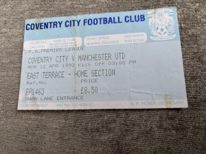 1993 COVENTRY CITY V MANCHESTER UNITED MAN UTD TICKET STUB 12/4/93 PREMIER LGE for sale on Ebay