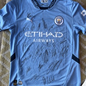 Manchester City 2024/25 Squad Signed home Shirt club COA 07506 19 signatures for sale on Ebay