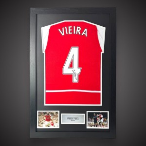 Framed Patrick Vieira Hand Signed Arsenal Football Shirt With COA Bid from for sale on Ebay