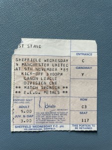 Sheffield Wednesday v Manchester United 1985/86 Division One Ticket Stub for sale on Ebay