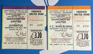 Manchester United v Barcelona & Juventus 1984 European Cup Winners Cup Tickets for sale on Ebay