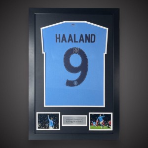 Erling Haaland Hand Signed And Framed Manchester City Shirt COA Bid Fr £300 for sale on Ebay