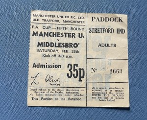 Manchester United v Middlesbrough 1972 FA Cup Ticket Stub for sale on Ebay