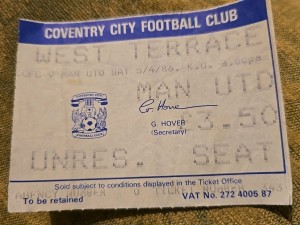 Original Match Ticket Coventry City V Manchester United 1986 for sale on Ebay