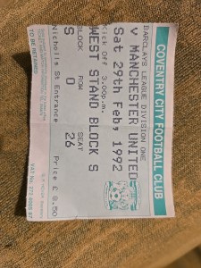 original Match Ticket Coventry City V Manchester United 1992 for sale on Ebay