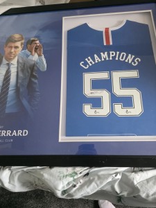 Signed Framed Gerrard 55 Rangers Top for sale on Ebay