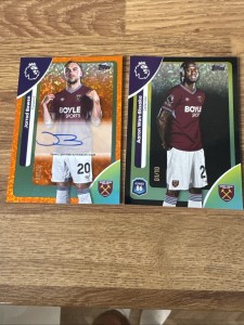 Topps Premier League 26 PAIR WEST HAM SIGNED BOWEN 8/25 WAN-BISSAKA 1/10 BLACK for sale on Ebay