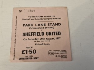 TICKET STUB- TOTTENHAM HOTSPUR V SHEFFIELD UNITED-DIVISION ONE-AUGUST 1977 for sale on Ebay