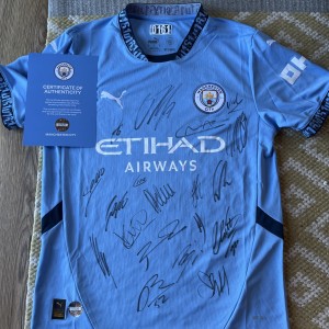 Manchester City 2024/25 Squad Signed home Shirt club COA 07520 19 signatures for sale on Ebay