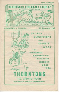 Hibernian v Dundee (Scottish League) 1948/1949 for sale on Ebay