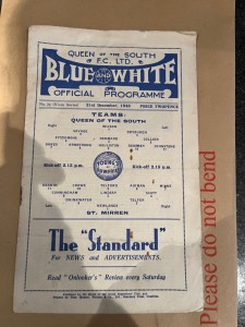 Queen of the South v St Mirren 21/12/1946 for sale on Ebay