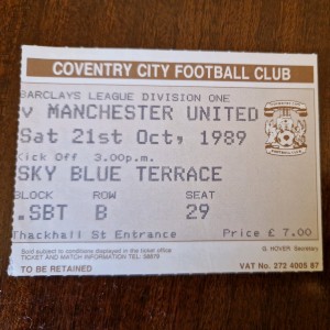 original Match Ticket Coventry City v Manchester United 1989 for sale on Ebay