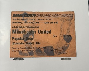 Derby County v Manchester United 1976/1977 Football League Ticket Stub for sale on Ebay