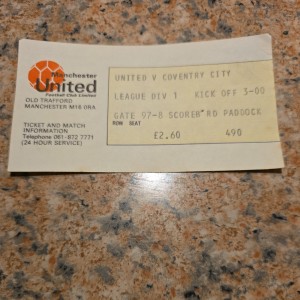Official Match ticket Manchester United v Coventry City for sale on Ebay