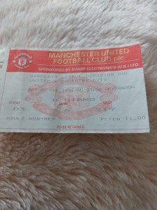 MANCHESTER UNITED v COVENTRY CITY FOOTBALL TICKET DIVISION ONE 7TH DEC 1991 for sale on Ebay