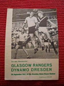 Dynamo Dresden v Rangers programme.  20/9/1967 for sale on Ebay