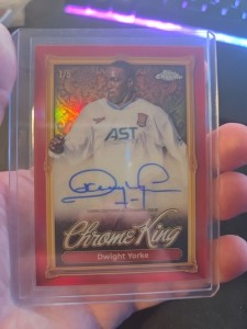 Dwight Yorke 2025 Topps Chrome King Autograph Red Refractor 1/5 Aston Villa SSP for sale on Ebay