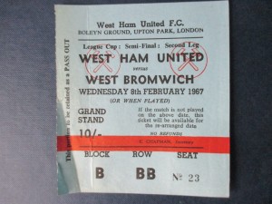 West Ham United v West Bromwich Albion 1967 League Cup Semi Final ticket WBA vgc for sale on Ebay