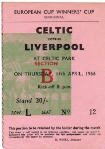 Celtic V Liverpool.  European Cup Winners Cup. 14th April, 1966. for sale on Ebay