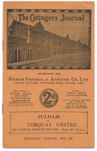 1929/30 Division 3 South - FULHAM v. TORQUAY UNITED for sale on Ebay