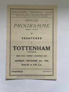 Brentford v Tottenham, London Challenge Cup, LCC, 1950/51 for sale on Ebay