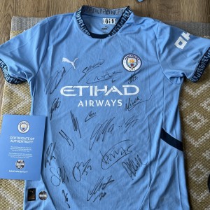 Manchester City 2024/25 Squad Signed home Shirt club COA 07520 19 signatures for sale on Ebay