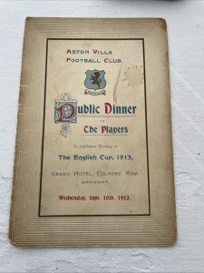 1913 Aston Villa Annual Dinner Programme for sale on Ebay