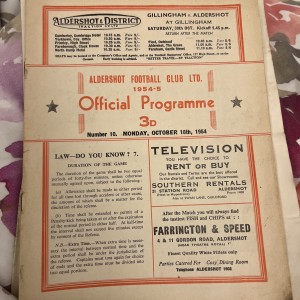 ALDERSHOT v DERBY COUNTY - 1954/55 Friendly, Good Condition for sale on Ebay