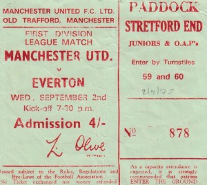 MANCHESTER UNITED V EVERTON 02/09/1970 D1 - USED  TICKET FEAT GEORGE BEST for sale on Ebay