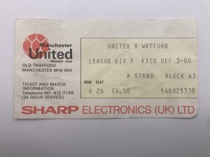 August 25th 1984 Manchester United v Watford First Game Of Season Match Ticket. for sale on Ebay