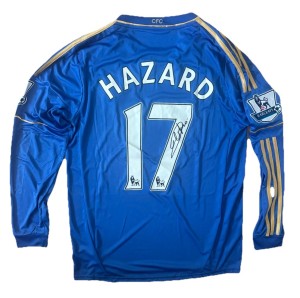 EDEN HAZARD Hand Signed Chelsea FC 2012/13 Home Jersey LONG SLEEVE RARE*COA for sale on Ebay