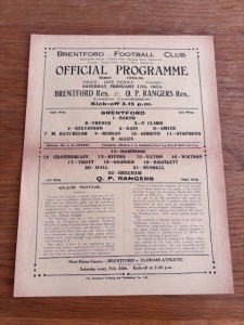 BRENTFORD RES. v QPR RES. 1933/34 for sale on Ebay