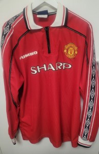 VINTAGE MANCHESTER UNITED UMBRO LONG SLEEVE HOME SHIRT 1998-2000 RED UKXL CG T28 for sale on Ebay