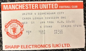 Manchester United V Birmingham City Match Ticket Stub 1985 1986 Football 1980s for sale on Ebay