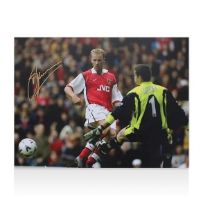 Dennis Bergkamp Signed Arsenal Photo Goal vs Leicester City Autograph COA for sale on Ebay