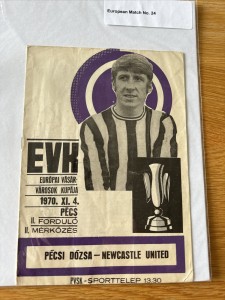 Pecsi Dozsa V Newcastle United Fairs Cup Programme Exceptional Condition RARE for sale on Ebay
