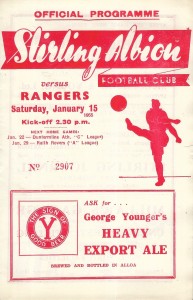 Stirling Albion v Rangers. Scottish League A. 1954-1955 POSTPONED MATCH for sale on Ebay