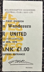 1978 Wolves V Manchester United Football Match Ticket Stub 1970s 1978 1979 for sale on Ebay