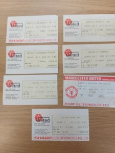 7 MANCHESTER UNITED HOME TICKET STUBS 1979-1986 for sale on Ebay