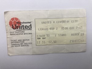 Rare Aug 27th 1980 Manchester United v Coventry City League Cup 2nd Round Ticket for sale on Ebay