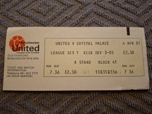 Manchester United v Crystal Palace TICKET.  4/4/1981 for sale on Ebay