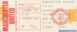 TICKET: Manchester United v Leicester City 1972/1973 for sale on Ebay
