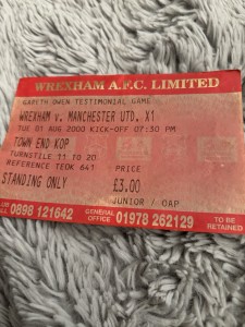 2000 WREXHAM V MANCHESTER UNITED MAN UTD GARETH OWENS TESTIMONIAL TICKET STUB for sale on Ebay