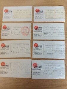 8 MANCHESTER UNITED HOME TICKETS 1976/77 INC. ALEX STEPNEY TESTIMONIAL for sale on Ebay